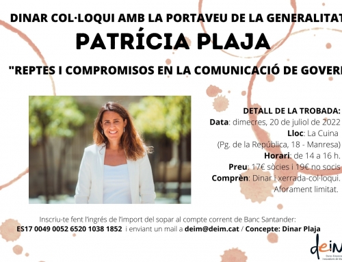 Dinar col·loqui amb Patrícia Plaja, portaveu de la Generalitat de Catalunya